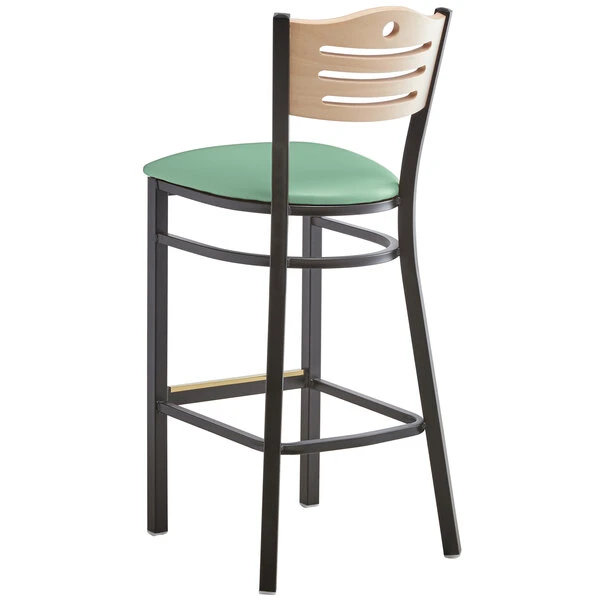 Promo ๐คฉ Lancaster Table & Seating Natural Finish Bar Height Bistro Chair With 2" Seafoam Padded Seat ๐งจ - Image 3