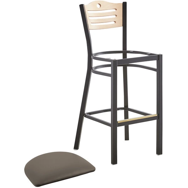 Deals ๐ Lancaster Table & Seating Natural Finish Bar Height Bistro Chair With 2" Taupe Padded Seat ๐ฅฐ - Image 4