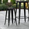 Brand new ???? LT&S Alloy Series Lancaster Table & Seating Alloy Series Distressed Black Stackable Metal Indoor / Outdoor Industrial Barstool With Drain Hole Seat ⌛