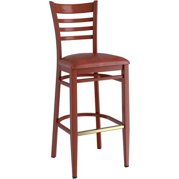 Lancaster Table & Seating Spartan Series Bar Height Metal Ladder Back Chair with Mahogany Wood Grain Finish and Burgundy Vinyl Seat Cheap ???? LT&S Spartan Series Lancaster Table & Seating Spartan Series Bar Height Metal Ladder Back Chair With Mahogany Wood Grain Finish And Burgundy Vinyl Seat ???? -Lancaster Shop unnamed file 1043