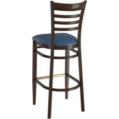 Best Pirce ???? LT&S Spartan Series Lancaster Table & Seating Spartan Series Bar Height Metal Ladder Back Chair With Walnut Wood Grain Finish And Navy Vinyl Seat ???? -Lancaster Shop unnamed file 1059