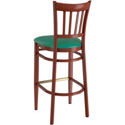 New ???? LT&S Spartan Series Lancaster Table & Seating Spartan Series Bar Height Metal Slat Back Chair With Mahogany Wood Grain Finish And Green Vinyl Seat ???? -Lancaster Shop unnamed file 1071