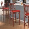 Promo ???? LT&S Spartan Series Lancaster Table & Seating Spartan Series Bar Height Metal Slat Back Chair With Mahogany Wood Grain Finish And Red Vinyl Seat ???? -Lancaster Shop unnamed file 1075