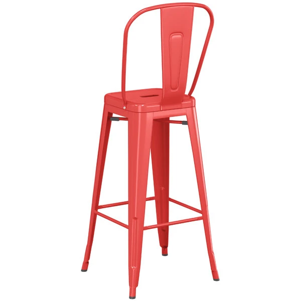 Wholesale ๐ฅฐ LT&S Alloy Series Lancaster Table & Seating Alloy Series Red Metal Indoor / Outdoor Industrial Cafe Barstool With Vertical Slat Back And Drain Hole Seat ๐งจ - Image 3