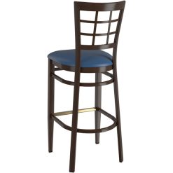 Outlet ???? LT&S Spartan Series Lancaster Table & Seating Spartan Series Bar Height Metal Window Back Chair With Walnut Wood Grain Finish And Navy Vinyl Seat ???? -Lancaster Shop unnamed file 1107