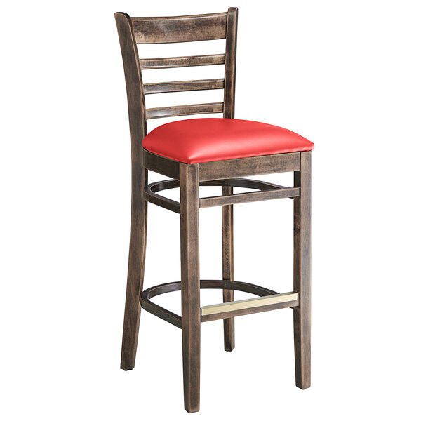 Lancaster Table & Seating Vintage Finish Ladder Back Bar Height Chair with Red Padded Seat Discount ???? Lancaster Table & Seating Vintage Finish Ladder Back Bar Height Chair With Red Padded Seat ???? -Lancaster Shop unnamed file 1109