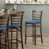 Top 10 ⌛ Lancaster Table & Seating Vintage Finish Wooden Ladder Back Bar Height Chair With Blue Padded Seat 🛒