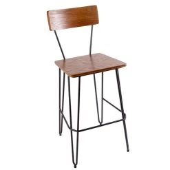 Cheapest 🤩 BFM Seating JS44BASH-AASB NV Barstool With Sand Black Steel Wire Frame And Autumn Ash Veneer Wood Seat And Back 😍