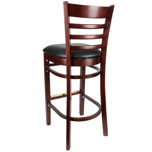 Flash Sale ๐ Lancaster Table & Seating Mahogany Ladder Back Bar Height Chair With Black Padded Seat โ๏ธ - Image 3