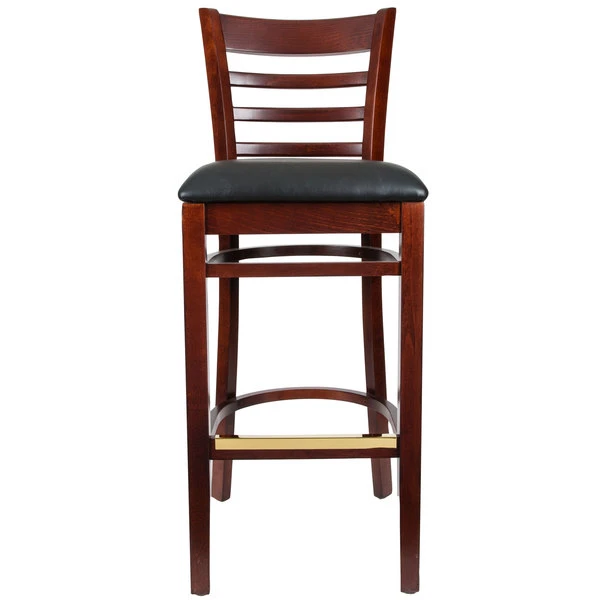 Flash Sale ๐ Lancaster Table & Seating Mahogany Ladder Back Bar Height Chair With Black Padded Seat โ๏ธ - Image 4