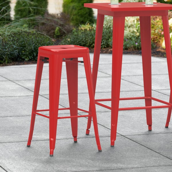 Lancaster Table & Seating Alloy Series Red Stackable Metal Indoor / Outdoor Industrial Barstool with Drain Hole Seat Outlet ???? LT&S Alloy Series Lancaster Table & Seating Alloy Series Red Stackable Metal Indoor / Outdoor Industrial Barstool With Drain Hole Seat ???? -Lancaster Shop unnamed file 1147
