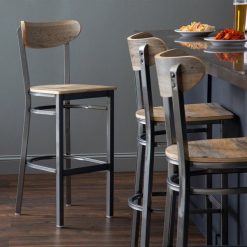 Buy ???? LT&S Boomerang Series Lancaster Table & Seating Boomerang Bar Height Clear ???? Coat Chair With Driftwood Seat And Back ????