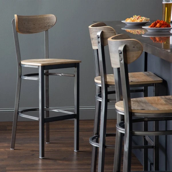 Buy 🌟 LT&S Boomerang Series Lancaster Table & Seating Boomerang Bar Height Clear 🧥 Coat Chair With Driftwood Seat And Back 🌟