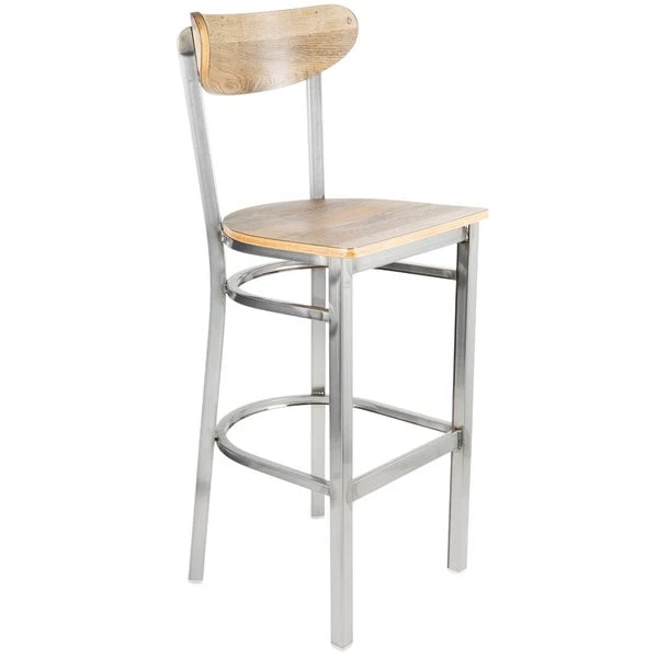 Buy 🌟 LT&S Boomerang Series Lancaster Table & Seating Boomerang Bar Height Clear 🧥 Coat Chair With Driftwood Seat And Back 🌟 - Image 2