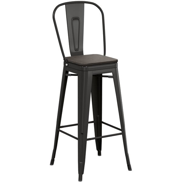 Lancaster Table & Seating Alloy Series Black Metal Indoor Industrial Cafe Bar Height Stool with Vertical Slat Back and Black Wood Seat Promo ???? LT&S Alloy Series Lancaster Table & Seating Alloy Series Black Metal Indoor Industrial Cafe Bar Height Stool With Vertical Slat Back And Black Wood Seat ???? -Lancaster Shop unnamed file 1157