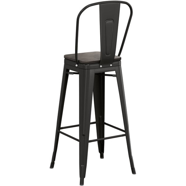 Lancaster Table & Seating Alloy Series Black Metal Indoor Industrial Cafe Bar Height Stool with Vertical Slat Back and Black Wood Seat Promo ???? LT&S Alloy Series Lancaster Table & Seating Alloy Series Black Metal Indoor Industrial Cafe Bar Height Stool With Vertical Slat Back And Black Wood Seat ???? -Lancaster Shop unnamed file 1158