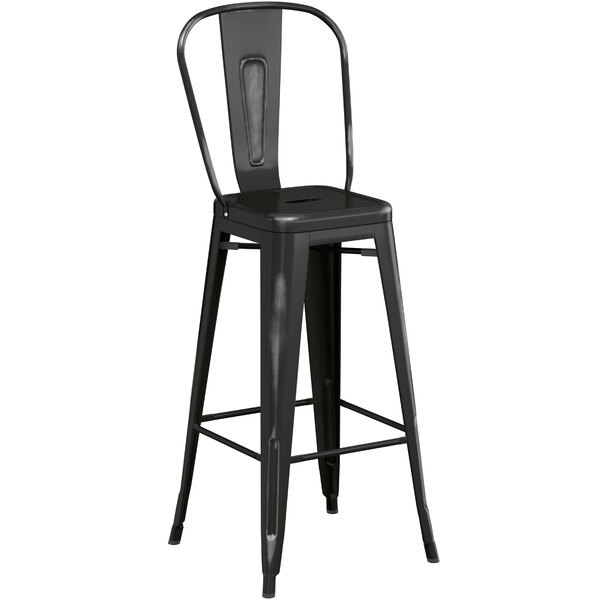 Lancaster Table & Seating Alloy Series Distressed Black Metal Indoor / Outdoor Industrial Cafe Barstool with Vertical Slat Back and Drain Hole Seat Discount ???? LT&S Alloy Series Lancaster Table & Seating Alloy Series Distressed Black Metal Indoor / Outdoor Industrial Cafe Barstool With Vertical Slat Back And Drain Hole Seat ???? -Lancaster Shop unnamed file 1161