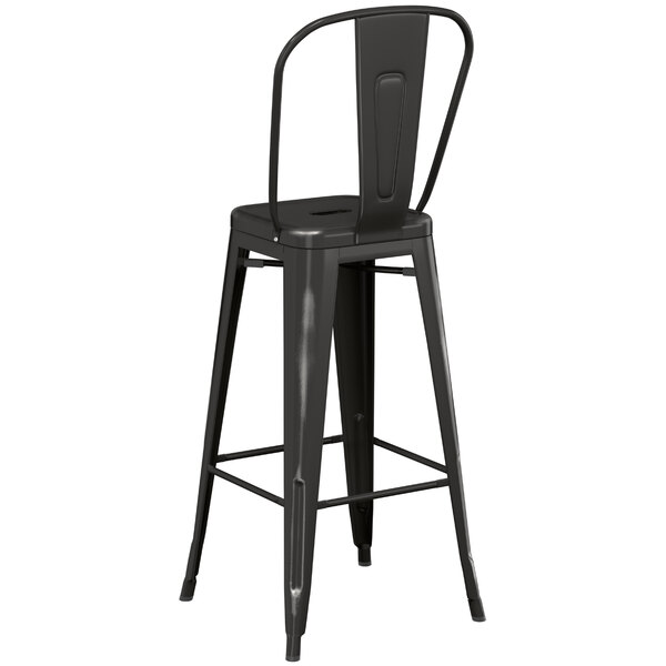 Lancaster Table & Seating Alloy Series Distressed Black Metal Indoor / Outdoor Industrial Cafe Barstool with Vertical Slat Back and Drain Hole Seat Discount ???? LT&S Alloy Series Lancaster Table & Seating Alloy Series Distressed Black Metal Indoor / Outdoor Industrial Cafe Barstool With Vertical Slat Back And Drain Hole Seat ???? -Lancaster Shop unnamed file 1162