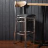Wholesale ✔️ LT&S Boomerang Series Lancaster Table & Seating Boomerang Bar Height Clear ???? Coat Chair With Black Vinyl Seat And Driftwood Back ????