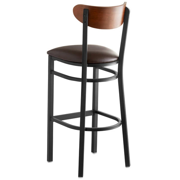 Promo 🛒 LT&S Boomerang Series Lancaster Table & Seating Boomerang Bar Height Black Chair With Dark Brown Vinyl Seat And Antique Walnut Back 🔔 - Image 3