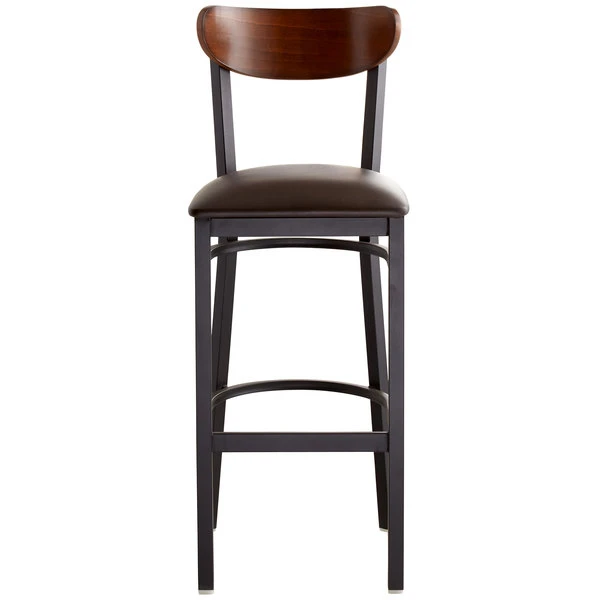 Promo 🛒 LT&S Boomerang Series Lancaster Table & Seating Boomerang Bar Height Black Chair With Dark Brown Vinyl Seat And Antique Walnut Back 🔔 - Image 4