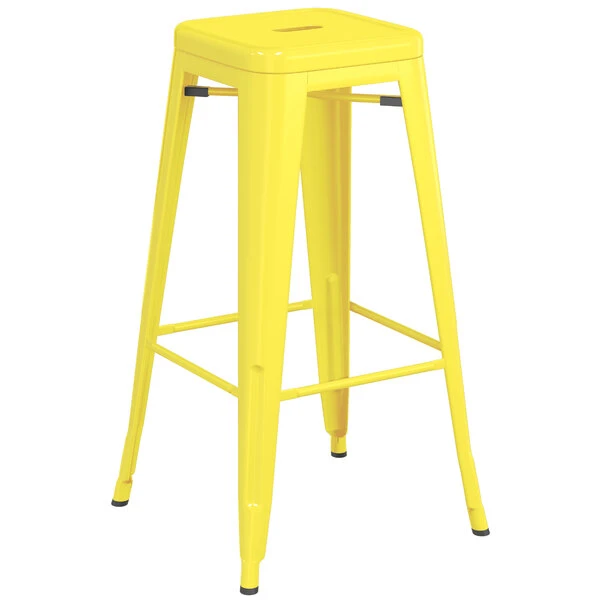 Discount ๐ LT&S Alloy Series Lancaster Table & Seating Alloy Series Yellow Stackable Metal Indoor / Outdoor Industrial Barstool With Drain Hole Seat โ๏ธ - Image 2