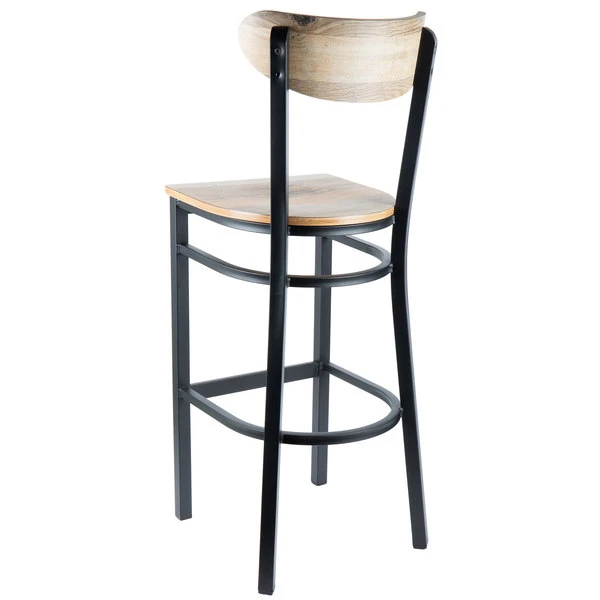 Cheap 🔥 LT&S Boomerang Series Lancaster Table & Seating Boomerang Bar Height Black Chair With Driftwood Seat And Back 💯 - Image 3