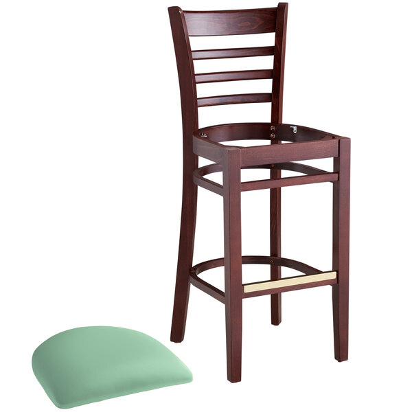 Lancaster Table & Seating Mahogany Finish Wooden Ladder Back Bar Height Chair with Seafoam Padded Seat Best Sale ✔️ Lancaster Table & Seating Mahogany Finish Wooden Ladder Back Bar Height Chair With Seafoam Padded Seat ???? -Lancaster Shop unnamed file 1188