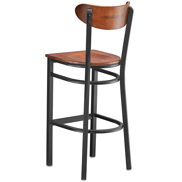 Lancaster Table & Seating Boomerang Bar Height Black Chair with Antique Walnut Seat and Back Budget ???? LT&S Boomerang Series Lancaster Table & Seating Boomerang Bar Height Black Chair With Antique Walnut Seat And Back ???? -Lancaster Shop unnamed file 1191