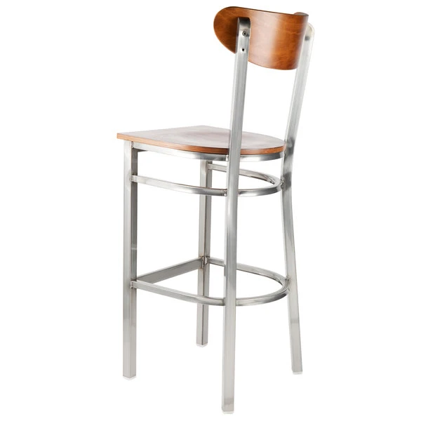 Deals 🌟 LT&S Boomerang Series Lancaster Table & Seating Boomerang Bar Height Clear 🧥 Coat Chair With Antique Walnut Seat And Back 🥰 - Image 3