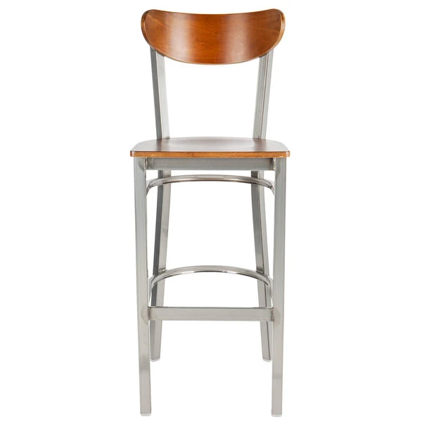 Deals 🌟 LT&S Boomerang Series Lancaster Table & Seating Boomerang Bar Height Clear 🧥 Coat Chair With Antique Walnut Seat And Back 🥰 - Image 4