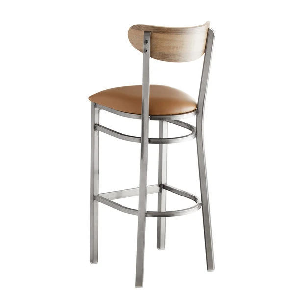 Flash Sale ๐ LT&S Boomerang Series Lancaster Table & Seating Boomerang Bar Height Clear ๐งฅ Coat Chair With Light Brown Vinyl Seat And Driftwood Back ๐ - Image 3