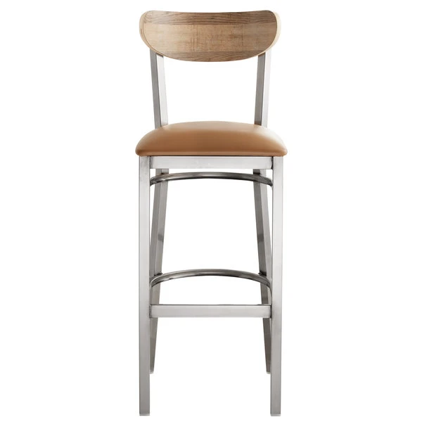 Flash Sale ๐ LT&S Boomerang Series Lancaster Table & Seating Boomerang Bar Height Clear ๐งฅ Coat Chair With Light Brown Vinyl Seat And Driftwood Back ๐ - Image 4