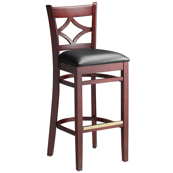 Best Pirce ๐ Lancaster Table & Seating Mahogany Diamond Back Bar Height Chair With 2 1/2" Padded Seat โจ - Image 2