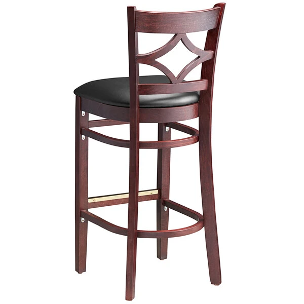 Best Pirce ๐ Lancaster Table & Seating Mahogany Diamond Back Bar Height Chair With 2 1/2" Padded Seat โจ - Image 3