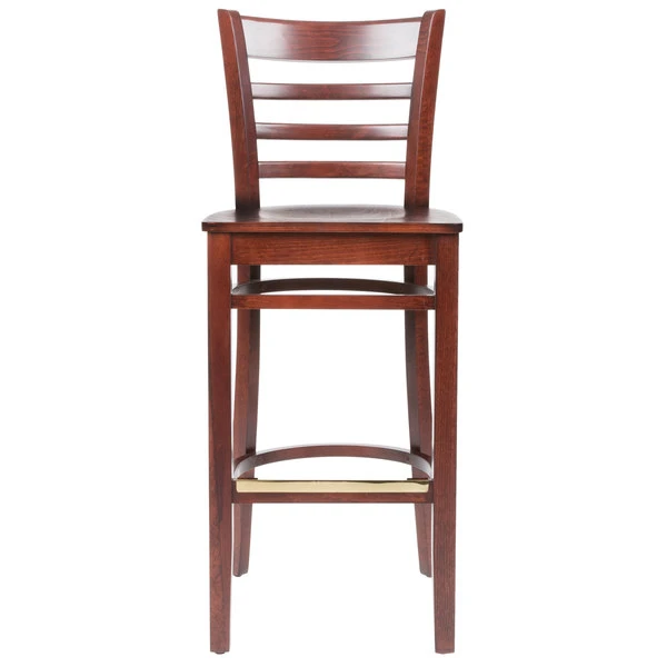 Deals ๐ Lancaster Table & Seating Mahogany Finish Wooden Ladder Back Bar Height Chair ๐งจ - Image 4