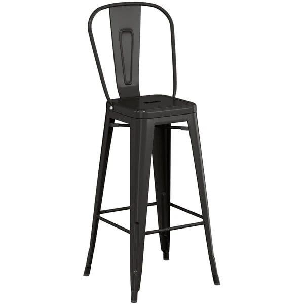 Best deal โค๏ธ LT&S Alloy Series Lancaster Table & Seating Alloy Series Black Metal Indoor Industrial Cafe Bar Height Stool With Vertical Slat Back And Walnut Wood Seat ๐ฅ - Image 4