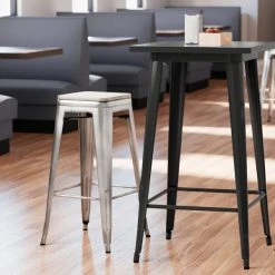 Coupon 🤩 LT&S Alloy Series Lancaster Table & Seating Alloy Series Clear 🧥 Coated Stackable Metal Indoor Industrial Barstool With Gray Wood Seat ❤️