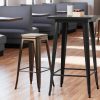 Best Sale ???? LT&S Alloy Series Lancaster Table & Seating Alloy Series Copper Stackable Metal Indoor Industrial Barstool With Gray Wood Seat ????