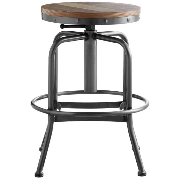 Buy 😉 Lancaster Table & Seating Screw Top Adjustable Height Clear 🧥 Coat Barstool With Driftwood Seat 🛒 - Image 3