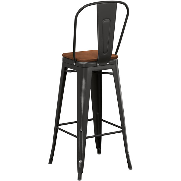 Lancaster Table & Seating Alloy Series Distressed Black Metal Indoor Industrial Cafe Bar Height Stool with Vertical Slat Back and Walnut Wood Seat Hot Sale ⭐ LT&S Alloy Series Lancaster Table & Seating Alloy Series Distressed Black Metal Indoor Industrial Cafe Bar Height Stool With Vertical Slat Back And Walnut Wood Seat ???? -Lancaster Shop unnamed file 1271