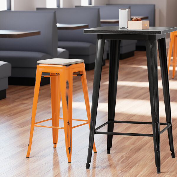 Lancaster Table & Seating Alloy Series Distressed Orange Stackable Metal Indoor Industrial Barstool with Gray Wood Seat Brand new ???? LT&S Alloy Series Lancaster Table & Seating Alloy Series Distressed Orange Stackable Metal Indoor Industrial Barstool With Gray Wood Seat ???? -Lancaster Shop unnamed file 1285