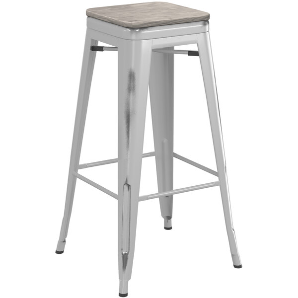 Best reviews of ???? LT&S Alloy Series Lancaster Table & Seating Alloy Series Distressed Silver Stackable Metal Indoor Industrial Barstool With Gray Wood Seat ???? 4 Best reviews of ???? LT&S Alloy Series Lancaster Table & Seating Alloy Series Distressed Silver Stackable Metal Indoor Industrial Barstool With Gray Wood Seat ???? - Image 2