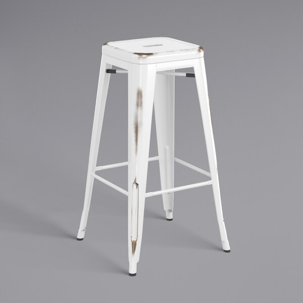 Lancaster Table & Seating Alloy Series Distressed White Stackable Metal Indoor Industrial Barstool with Gray Wood Seat Wholesale ✔️ LT&S Alloy Series Lancaster Table & Seating Alloy Series Distressed White Stackable Metal Indoor Industrial Barstool With Gray Wood Seat ???? -Lancaster Shop unnamed file 1304