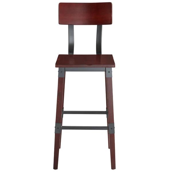 Discount 🎁 Lancaster Table & Seating Rustic Industrial Bar Height Chair With Mahogany Finish 😉 - Image 4