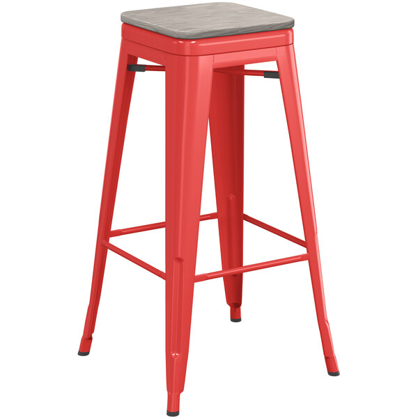 Lancaster Table & Seating Alloy Series Red Stackable Metal Indoor Industrial Barstool with Gray Wood Seat Wholesale ???? LT&S Alloy Series Lancaster Table & Seating Alloy Series Red Stackable Metal Indoor Industrial Barstool With Gray Wood Seat ???? -Lancaster Shop unnamed file 1318