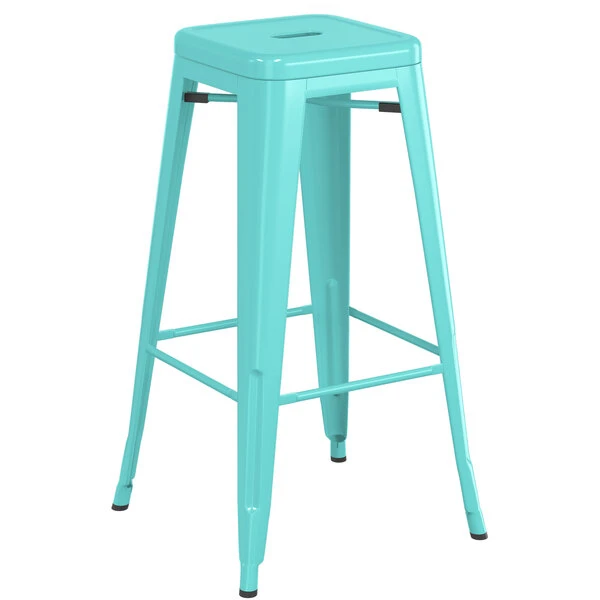 Best reviews of โจ LT&S Alloy Series Lancaster Table & Seating Alloy Series Seafoam Stackable Metal Indoor Industrial Barstool With Gray Wood Seat ๐ - Image 3