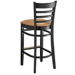 Discount ❤️ Lancaster Table & Seating Black Ladder Back Bar Height Chair With Light Brown Padded Seat ???? -Lancaster Shop unnamed file 1344