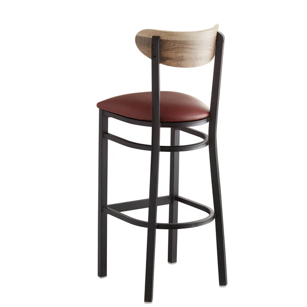Wholesale 😍 LT&S Boomerang Series Lancaster Table & Seating Boomerang Bar Height Black Chair With Burgundy Vinyl Seat And Driftwood Back 🎁 - Image 3