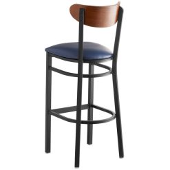 Budget ???? LT&S Boomerang Series Lancaster Table & Seating Boomerang Bar Height Black Chair With Navy Vinyl Seat And Antique Walnut Back ✨ -Lancaster Shop unnamed file 1364